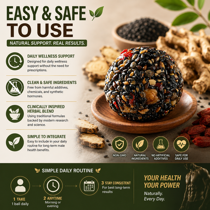 🌿💪 Herbal Vitality Black Sesame & Polygonatum Balls – Boost Male Energy, Endurance & Confidence Naturally 🌟-DG1