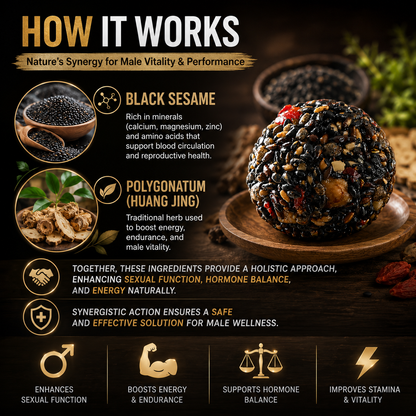 🌿💪 Herbal Vitality Black Sesame & Polygonatum Balls – Boost Male Energy, Endurance & Confidence Naturally 🌟-DG1
