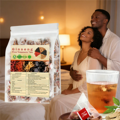 🌿✨ Premium Ginseng Five Treasure Herbal Tea 🍵💪 Restore Energy, Support Kidney Health & Enhance Stamina 🌟💚 🌸 Red Dates, Goji Berries & Mulberry Blend | 🍃 Men's Nourishing Formula | 💧 Daily Vitality Support 🏋️‍♂️🍵-ZYY