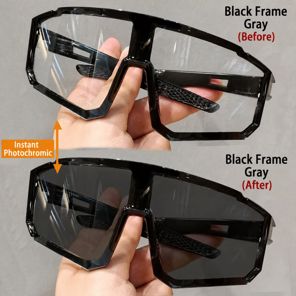 🌞🌙 Day Night Dual Use Cycling Glasses, Photochromic Light Transition Lens, Windproof UV Protection Outdoor Sports Riding Sunglasses-ZYY