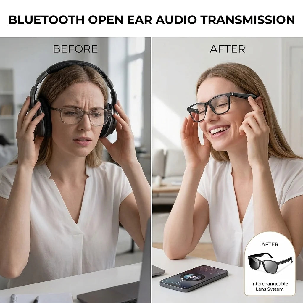😎👓 Smart AI Translation & Color-Changing Bluetooth Sunglasses 🕶️✨ Speak Any Language Instantly + Enjoy Music + Stylish UV Protection 🌍🎧☀️-ZZ