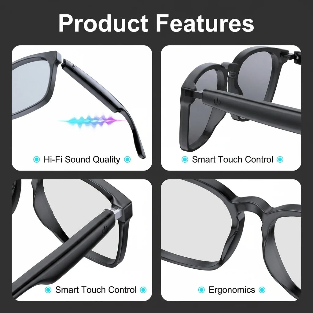 😎👓 Smart AI Translation & Color-Changing Bluetooth Sunglasses 🕶️✨ Speak Any Language Instantly + Enjoy Music + Stylish UV Protection 🌍🎧☀️-ZZ