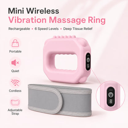 💪 Rechargeable Mini Vibration Massage Ring 💆 | 6 Adjustable Speeds ⚙️ | Cordless Deep Tissue Massager | Portable Muscle Relaxer 🧘 for Yoga, Fitness, Neck & Shoulder Relief-ZYY