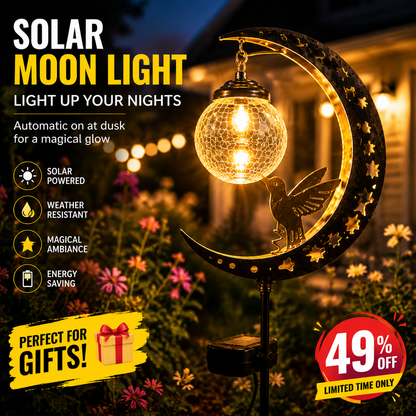 🌙✨ Solar Hummingbird Moon Garden Light 🐦☀️ – Magical Glass Globe Stake Lamp for Enchanting Nighttime Yard Decor 🌿🌌DG