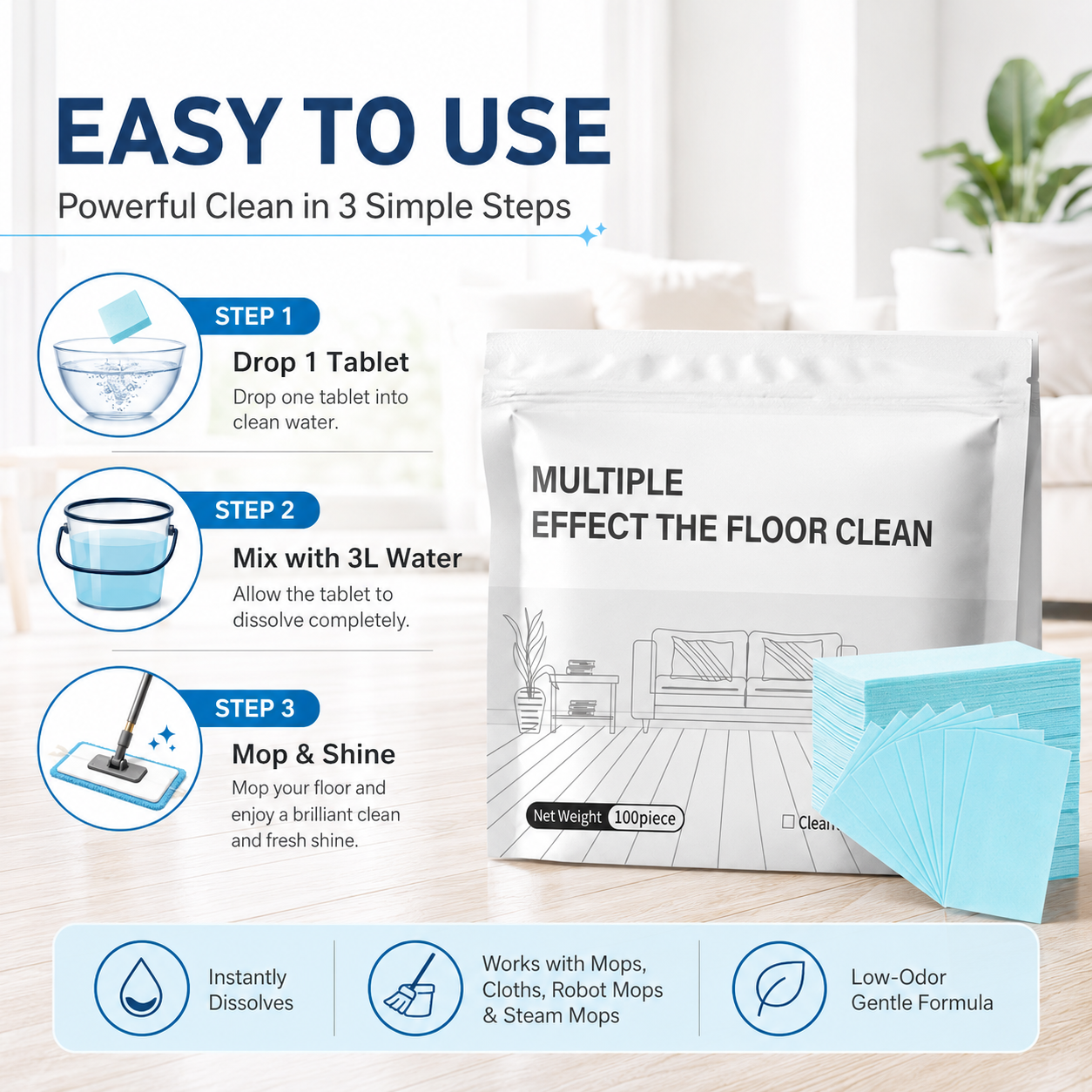 🔥New Hot Selling❤️‍🔥🔥✨ 100PCS Multi-Surface Cleaning Sheets – Powerful, Streak-Free & Fresh Scent 🧼✨ Safe on Hardwood, Tile, Marble, Glass & Stainless Steel! 🏠💎 Easy Wipe, Zero Residue & Fast Cleaning! 🧹💨-ZZ