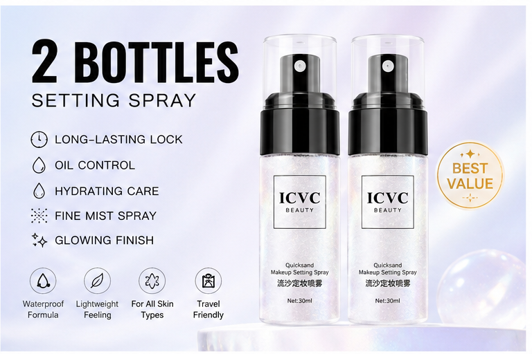 💫✨ Makeup Setting Spray 🌬️💖 Long-Lasting Lock + Oil Control + Hydrating Care 💦🌸 💎 Waterproof Formula | 🌿 Moisturizing & Nourishing | ✨ Brighten Skin Tone & Glowing Finish 😍-DG1