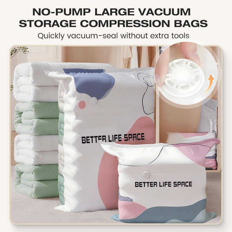 🔥✨ Hot Sale!🔥🧳 SpaceSaver No-Pump Vacuum Storage Bags ✨🏠 💨 Instantly Compress Clothes, Blankets & Bedding — No Vacuum Needed! 👕🛏️-ZZ