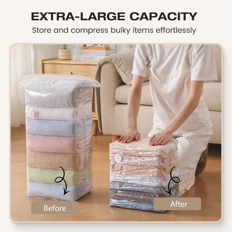 🔥✨ Hot Sale!🔥🧳 SpaceSaver No-Pump Vacuum Storage Bags ✨🏠 💨 Instantly Compress Clothes, Blankets & Bedding — No Vacuum Needed! 👕🛏️-ZZ