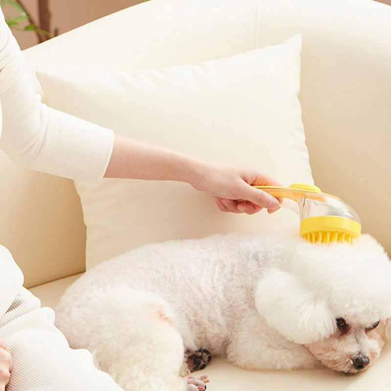 🛁🐶🐱 Pet Shower Scrubber Brush 🧼 Integrated Shampoo Storage Design ✅ Soft Silicone Massage Grooming Tool | Ergonomic Comfort Grip, Deep Clean Loose Hair & Dirt, Convenient Pet Bathing Accessory 🎁-ZYY