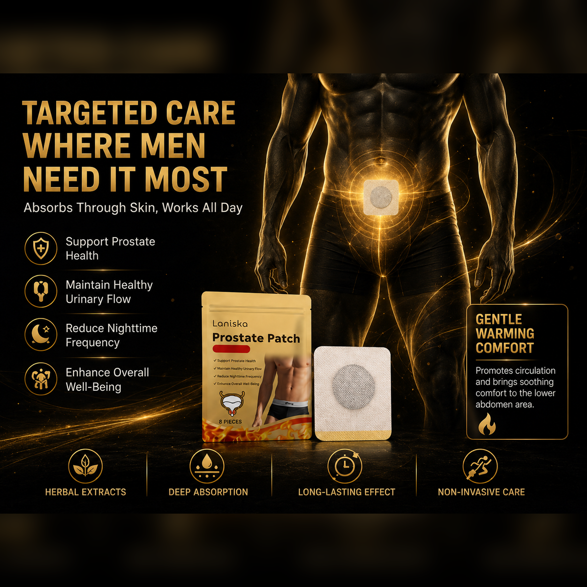 💪Men Gentle Prostate Vitality Care Patches🌿Comfort Soothing Massage Navel Stickers, Natural Male Body Skin Wellness Support Patch Ideal Gift for Men-ZYY